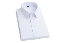 Summer Short Sleeved Shirt Mens White Business Shirt Formal Dress Work Shirts