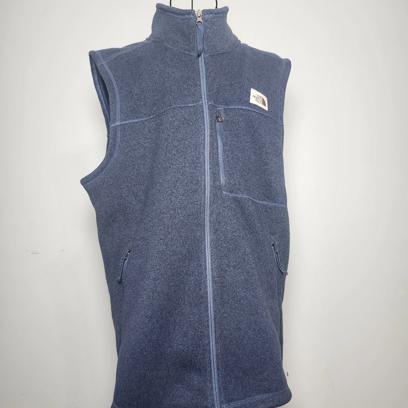 The North Face Mens Fleece Vest Large Blue Full Zip Hiking Camping Outdoor