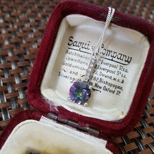 925 Sterling Silver Necklace, Multicoloured Mystic Topaz Pendant, Delicate 