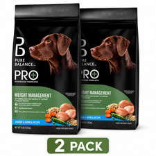 2x Pure Balance Pro+ Weight Management Chicken Oatmeal Recipe Dry Dog Food, 8 lb