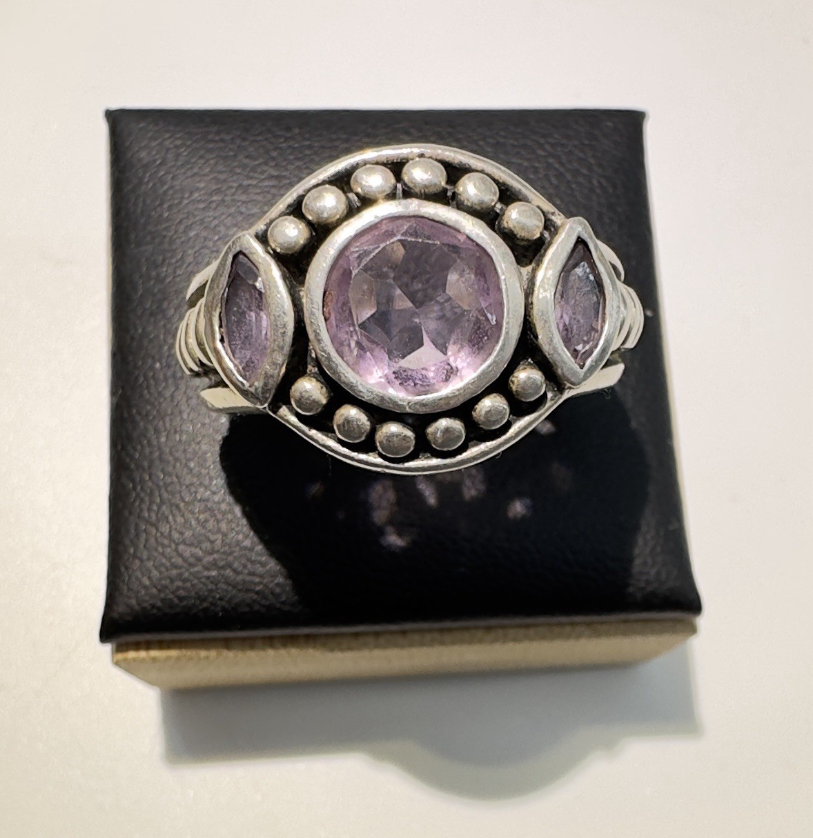 Vintage FAS Italy Sterling Silver 925 Amethyst Ring Size 6.75