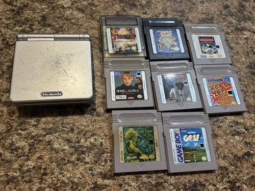 Platinum Game Boy Advance SP And 8 Games No Charger