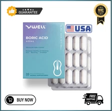 Boric Acid Vaginal Suppositories 30 Counts Blister Pack - Maintains and Balances