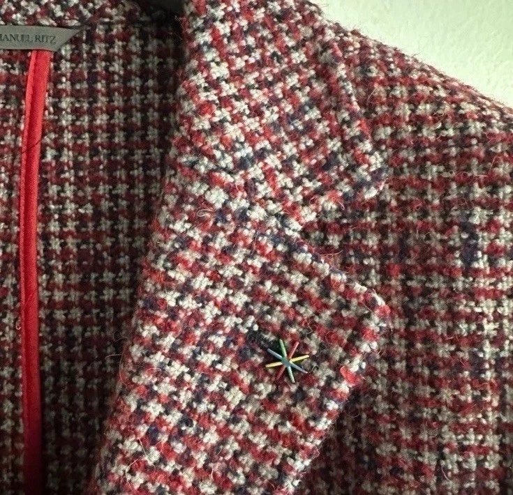 Manuel Ritz Red and Blue Wool Topcoat US L - Image 2 of 4