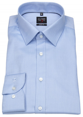 OLYMP Hemd Level 5 Twill besonders blickdicht hellblau extra langer 69cm Arm