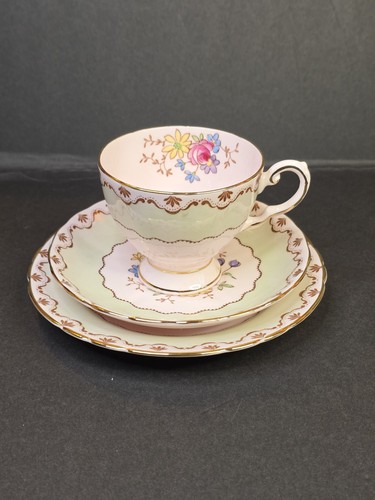 Vintage Tuscan China 3-piece tea set in Punk and Light green