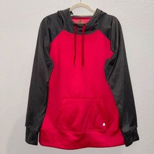 Zella Activewear Women's Sz XL Hooded Sweatshirt Fleece Lined Gray Pink Workout