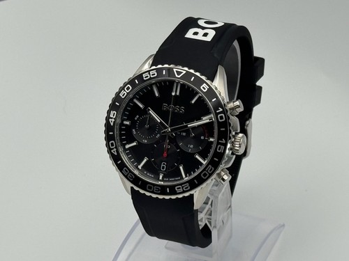 Reloj HUGO BOSS Runner negro cronógrafo correa de silicona negra para hombre HB1514141 - Imagen 12 de 13