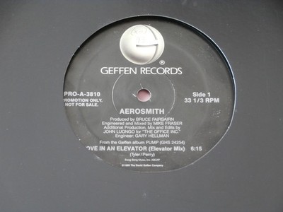 12''~ ROCK~ AEROSMITH~ LOVE IN AN ELEVATOR~ RARE PROMO COPY~ GEFFEN RECORDS