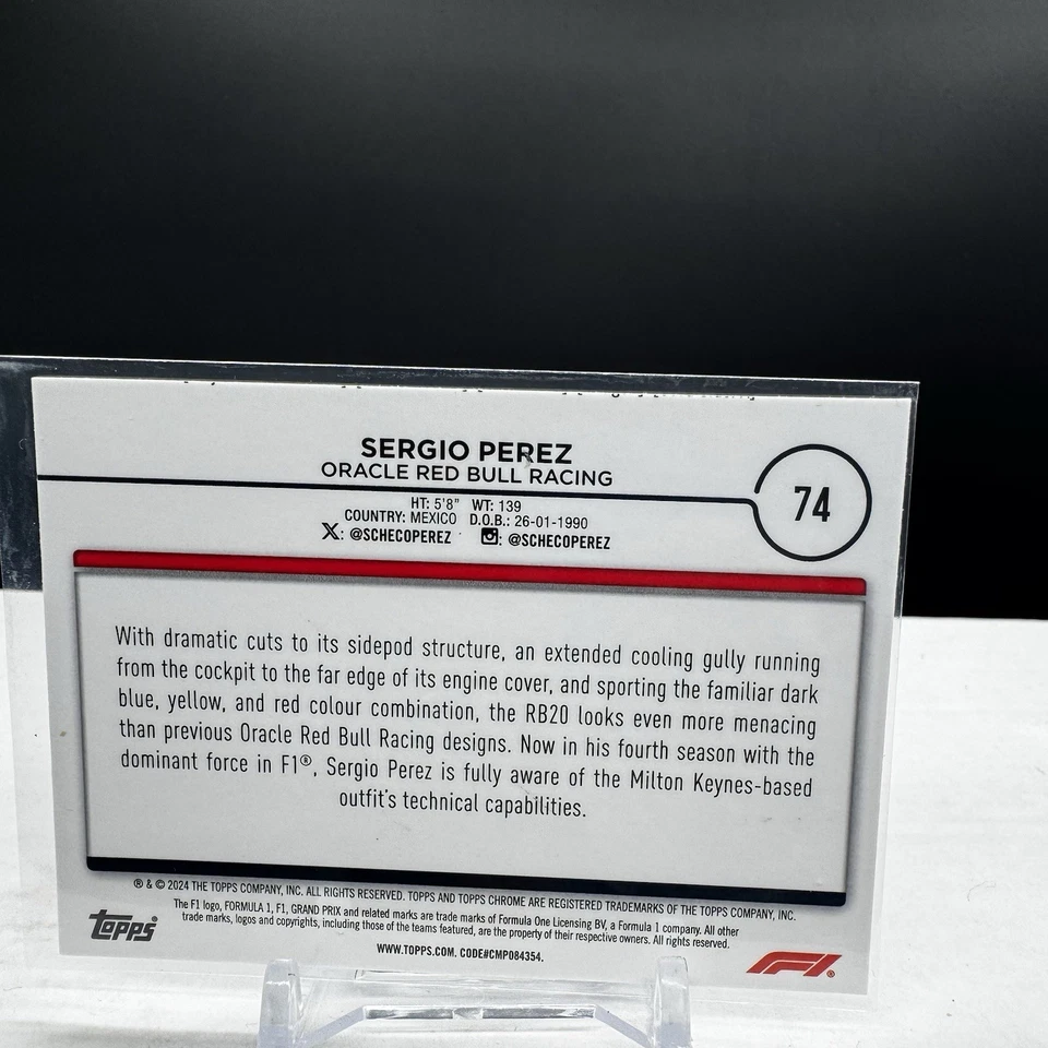 2024 Topps Chrome Formula 1 Sergio Perez Card #74 - Image 2 of 2