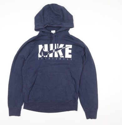 Nike Herren Blau Pullover Hoodie Small Sportswear Logo Fleece