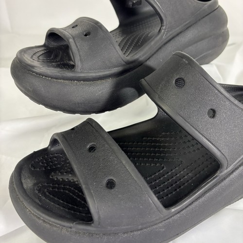 Crocs Unisex Classic Crush Sandal Platform Black Two Strap Women’s 8/ Men 6 - Picture 3 of 8