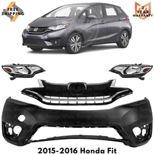 Front Bumper Cover Fascia & Grille Assembly Kit For 2015-2016 Honda Fit