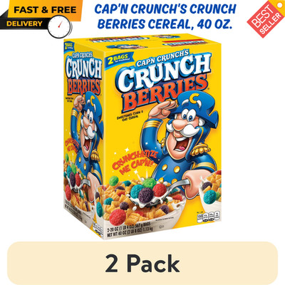2 PACK - Cap'n Crunch's Crunch Berries Cereal 40 oz (Total 80 oz) FREE SHIPPING