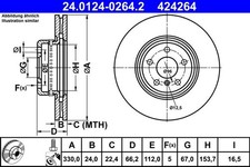 2x ATE Bremsscheibe 24.0124-0264.2 für BMW TOYOTA