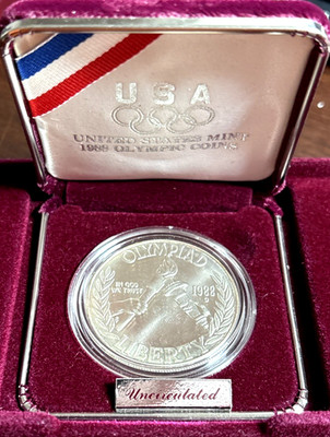 アメリカオリンピック1988年 1988-D Olympic .90 Silver Dollar US Mint Commemorative Coin-OGP