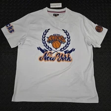 FISLL  Knicks New York NBA White Short  SleeveTee with Applique Men's Sz 2XL
