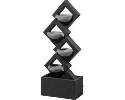 Gartenbrunnen mit LEDs und 4 Schalen 41,5x20,5x100,5 cm Kunststein grau inkl. Sc
