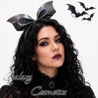 Halloween Silver Black Glitter Bat Wings Headband Sparkle Fancy Gothic Hairband