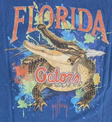 Florida Gators Guy Harvey Long Sleeve Graphic Tee Shirt Blue Men XL Chomp Spear