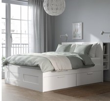 IKEA Brimnes Double Bed Frame White with Storage and Headboard
