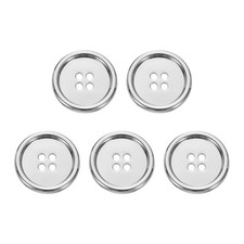 5pcs Metal Button 25mm 0.98" 4 Holes Alloy Round Sewing Buttons, White