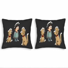 Set of 2 Square Throw Pillow Covers 18x18in - Stylish Cartoon Dog Design