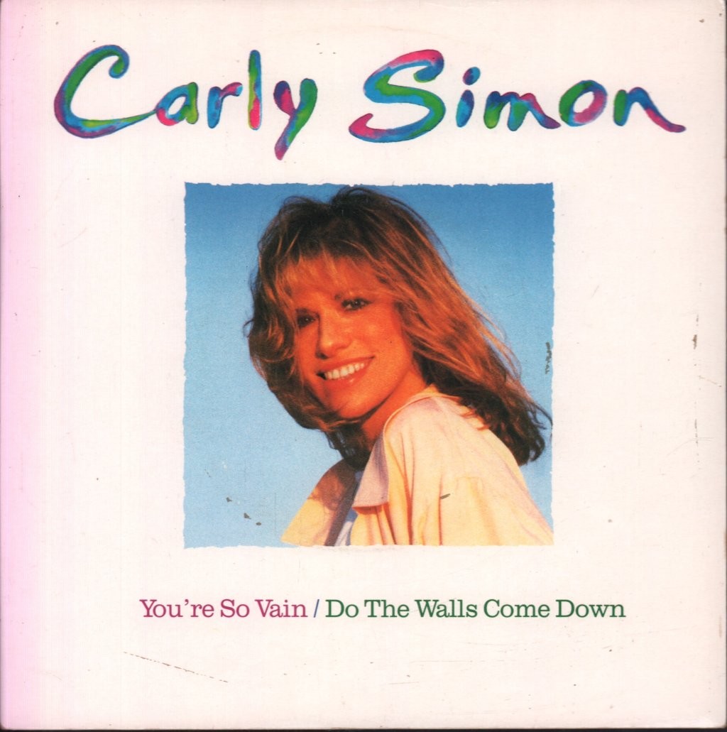 Carly Simon You're So Vain 7"" vinyl UK Arista 1988 paper label design with card