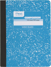 Composition Notebook, Wide Ruled Paper, 7-1/2" X 9-3/4", 100 Sheets, Blue Marble