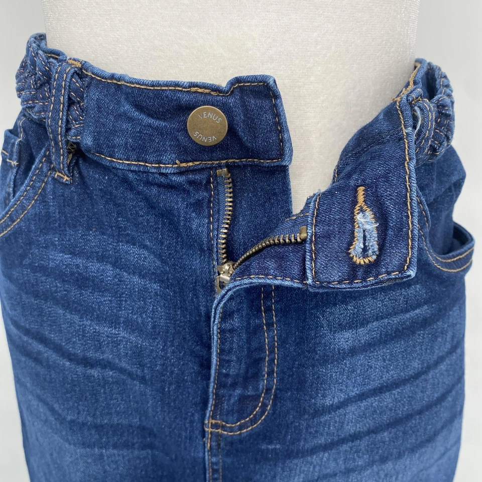 Venus Skirt Womens 14 Blue Denim Front Slit Braided Waist Stretch Bodycon Maxi - Image 4 of 4