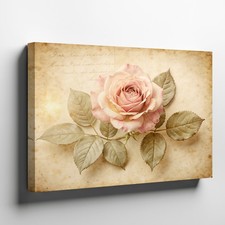Vintage Pink Rose Botanical Canvas Wall Art Floral Print Decorative Home Decor