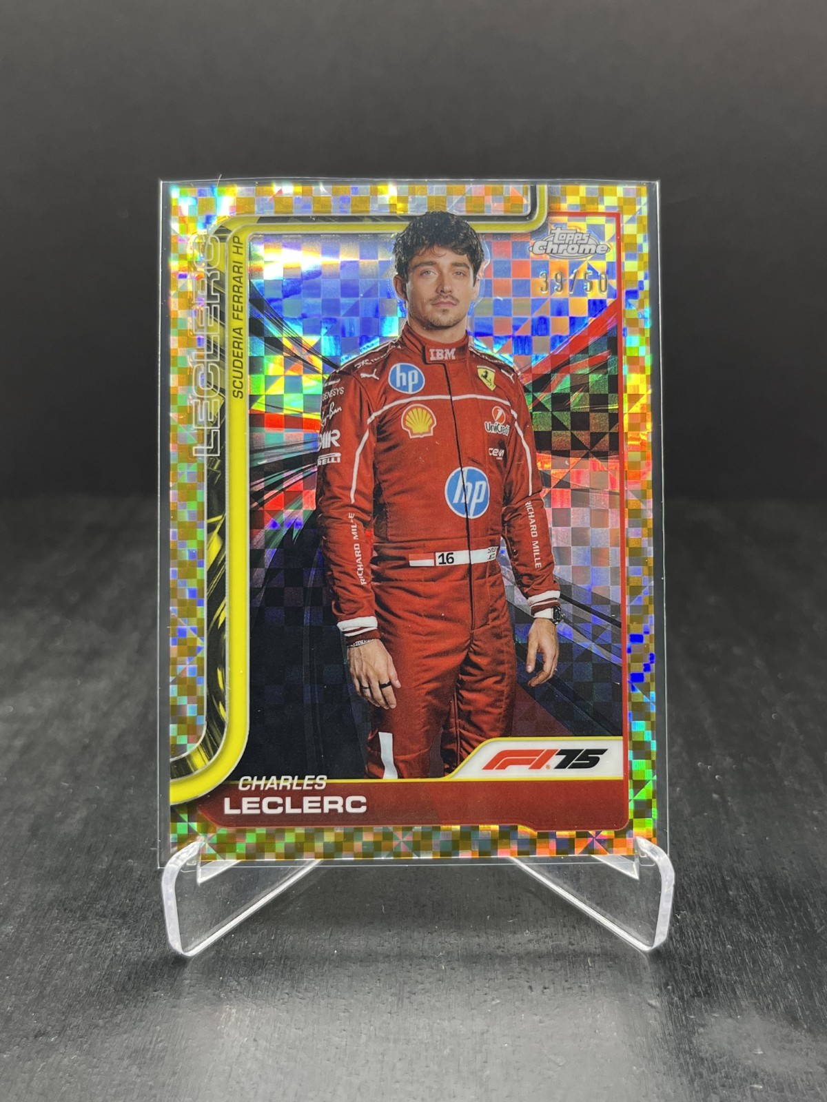 2025 Topps Chrome Formula 1 F1 Charles Leclerc Portrait Gold Checker 39/50 #3