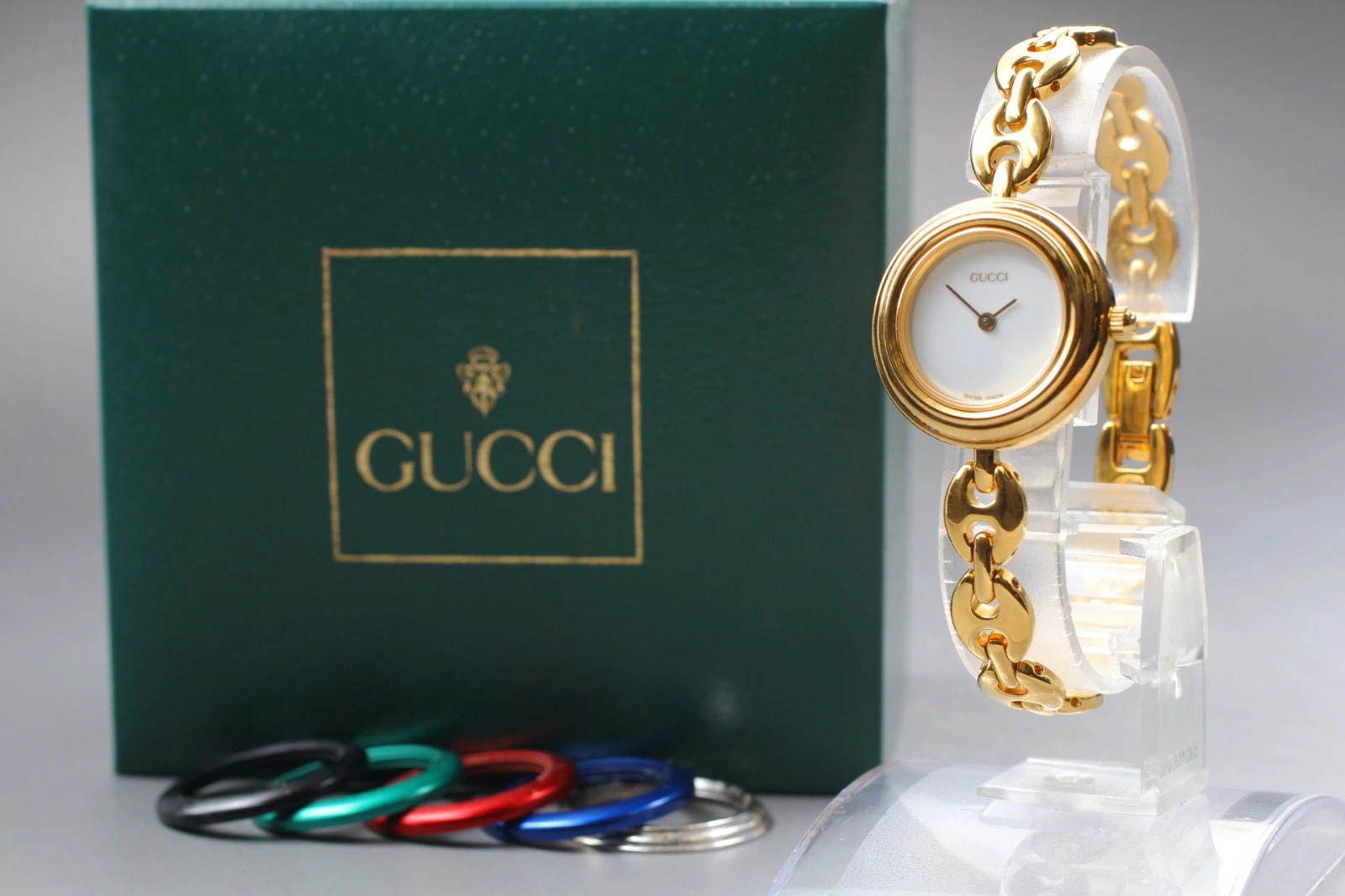 [Quasi come nuovo in custodia] Orologio Donna Gucci 11 12.2 Cambio Lunetta 6 Colori QZ Giappone