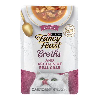 Purina Fancy Feast Lickable Wet Cat Food Broth Topper Seafood Bisque And