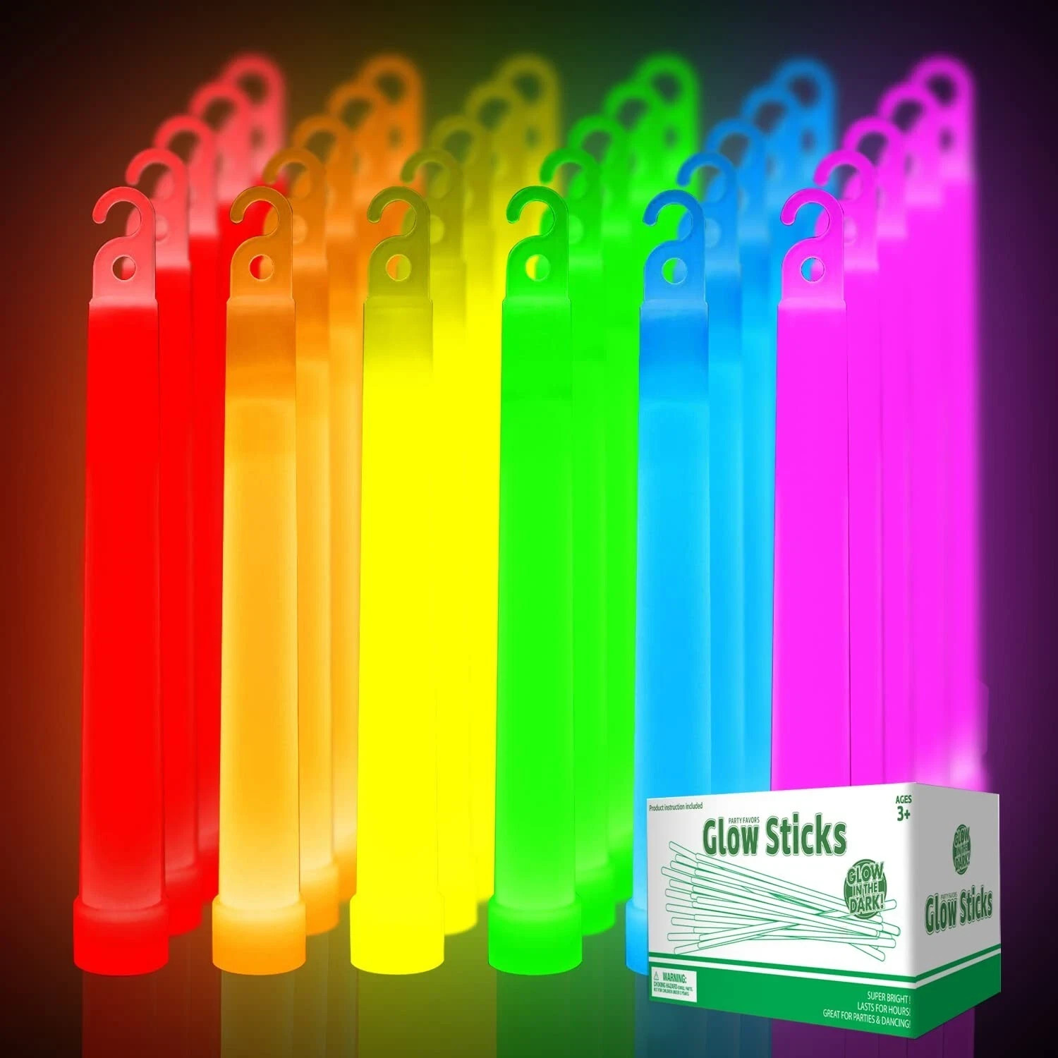 48 Pack 6 Inch Ultra Bright Large Glow Sticks 10 Hr+ Long Lasting Light Sticks