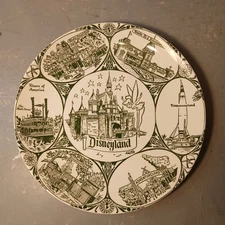 Vintage 1960s Disneyland 9.5" Transferware Plate Tinker Bell Main Street Castle