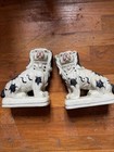 Pair of Vintage Brown and White Staffordshire Style Dogs on Bases Ceramic