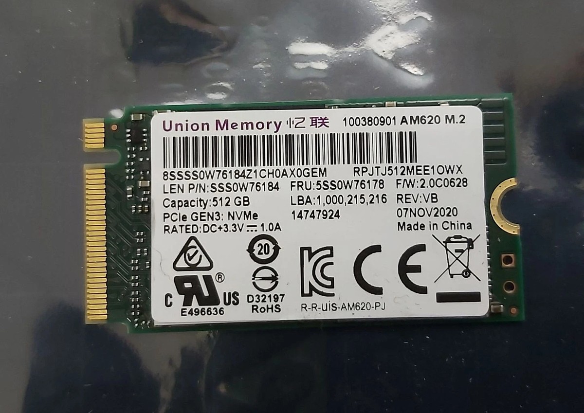 【中古品】 Union Memory 512GB M.2 2242 SSD GREEN - UNION MEMORY AM620 512GB NVME M.2 2242 SSD PCIE 3.0 | eBay