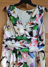 Womens Designer RALPH LAUREN FLORAL RUCHED COCKTAIL PARTY DRESS 12