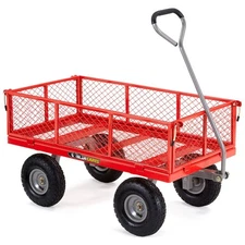 Gorilla Cart 800 Pound Capacity Steel Mesh Utility Wagon Cart, Red (Open Box)