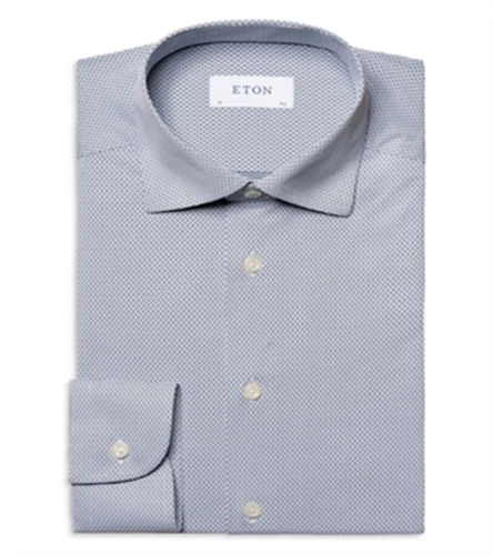 Eton Slim Fit Four Way Stretch Textured Dress Shirt Blue Size 15.5R - Picture 1 of 3