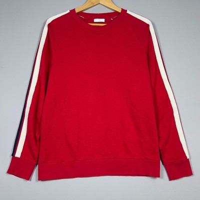 Sandro Side Stripe Sweatshirt Mens Size Medium Red Sporty Luxury Designer
