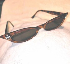 Rare Retro Cat Eye Dr. Peepers Sunglasses womens Faux Tortoiseshell Rhinestone