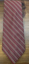 Brooks Brothers MAKERS Men's All Silk Tie Red Black Diagonal Stripe Made in USA