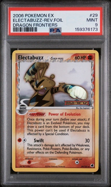 2006 Pokemon TCG EX Dragon Frontiers Electabuzz Delta Species Reverse Holo PSA 9