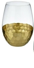 Gold Soiree Wine Stemless Glass 18 Oz Wine Drinking Glass 464866