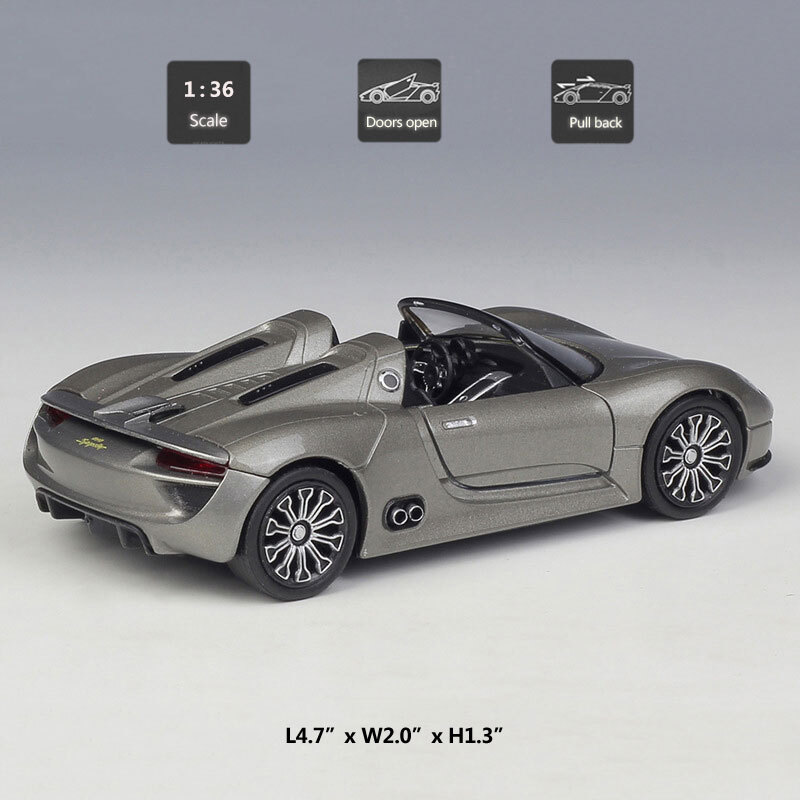 1:36 Scale Porsche 918 Spyder Model Car Diecast Toy Cars 2 Doors