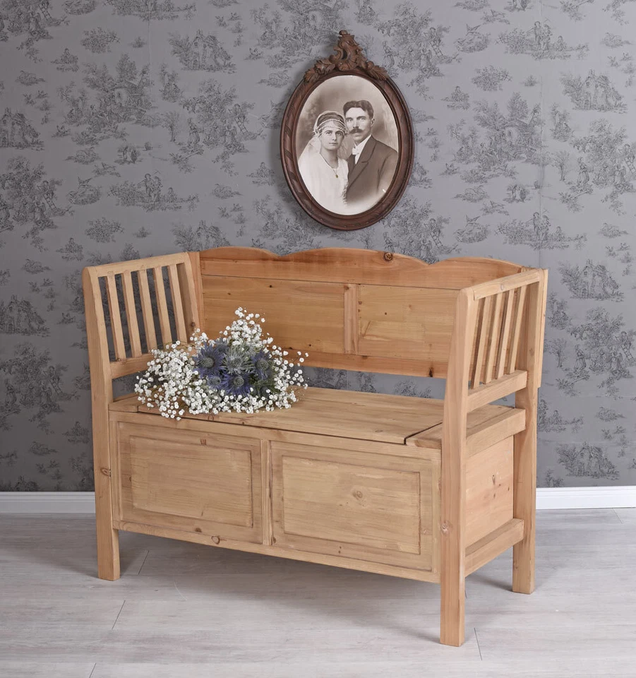 Storage Bench Wooden Bench with Folding Lid Antique Garden Bench - Image 4 of 4