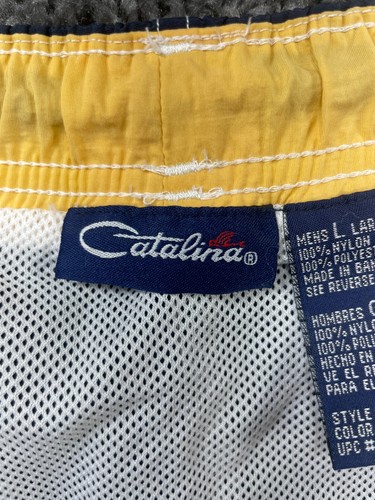 Catalina Swim Trunks Shorts Men's Large Navy 100% Nylon Mesh Lined Cargo Pockets - Picture 11 of 15