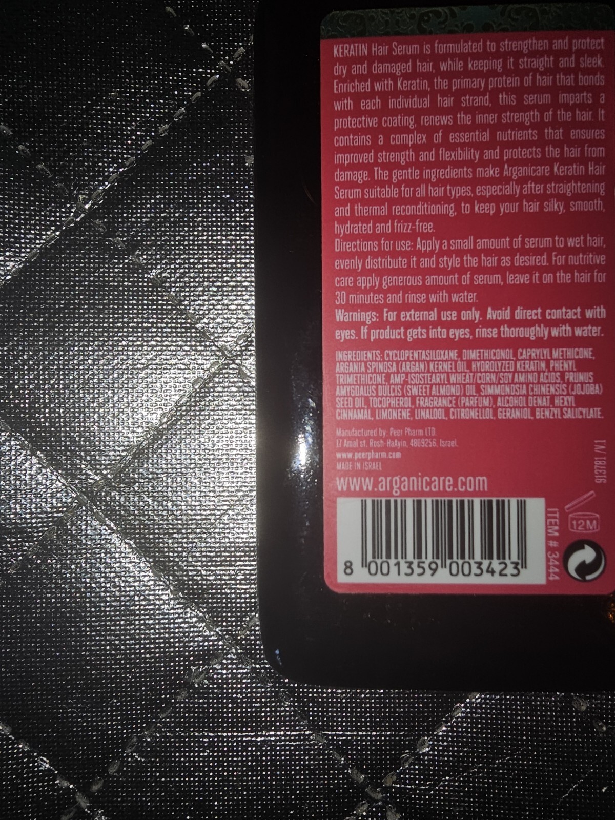 Arganicare Keratin Hair Serum Strengthening & Thickens Hair 3.4oz